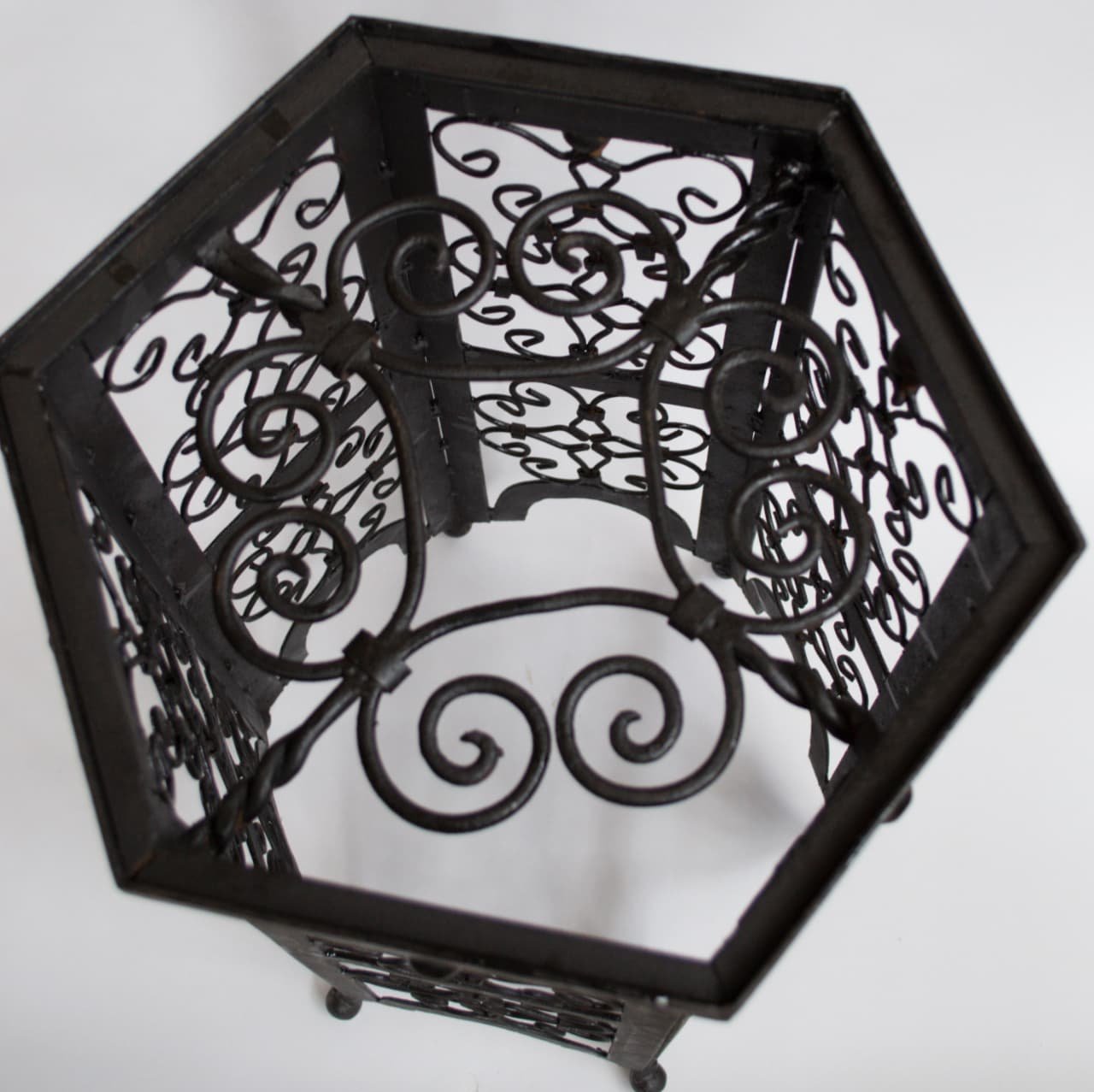 Handcrafted Wrought Iron Hexagonal Plant Stand Table | LaksourCrafts