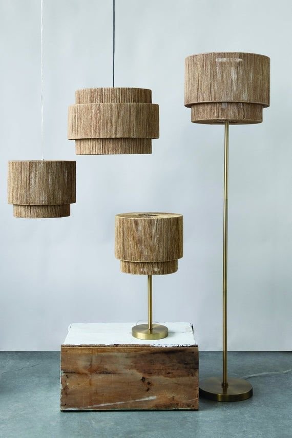 Handcrafted Wrought Iron and Rope Tiered Pendant Light Marrakech