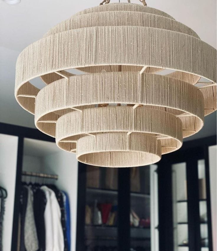 Handcrafted Wrought Iron and Rope Tiered Pendant Light Marrakech