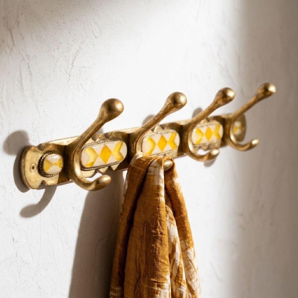 Handcrafted Moroccan Wrought Iron Wall Coat Rack & Key Holder