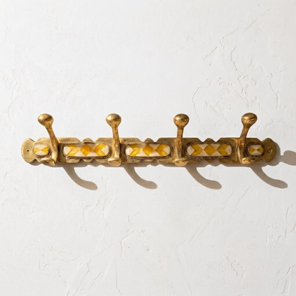 Handcrafted Moroccan Wrought Iron Wall Coat Rack & Key Holder