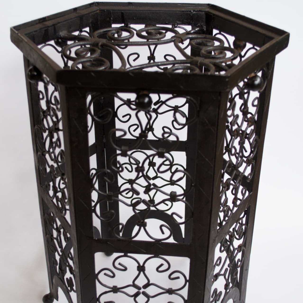 Handcrafted Wrought Iron Hexagonal Plant Stand Table | LaksourCrafts